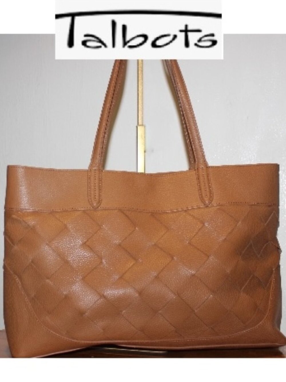 New $278 Talbots Woven Havana Leather Tote Shoulder Bag Purse Handbag